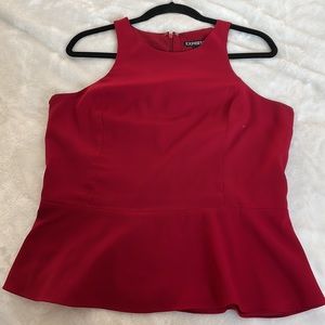 EXPRESS Wine Red Peplum Top with Silk Lining